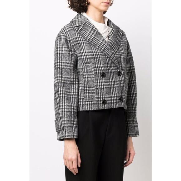 Baum Und Pferdgarten Double-Breasted Black & White Wool Crop Jacket Size 34/US 2 - Picture 1 of 10